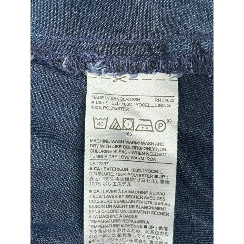 Banana Republic Dress 8 Blue Chambray Front Knot Tiered Midi Summer Beach